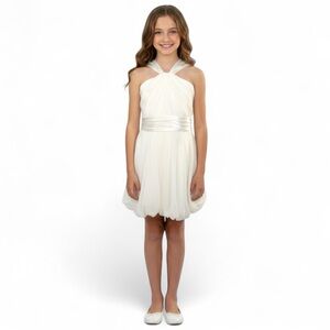 David’s Bridal Girl’s Size 8 Ivory Flower Girl Formal Dress